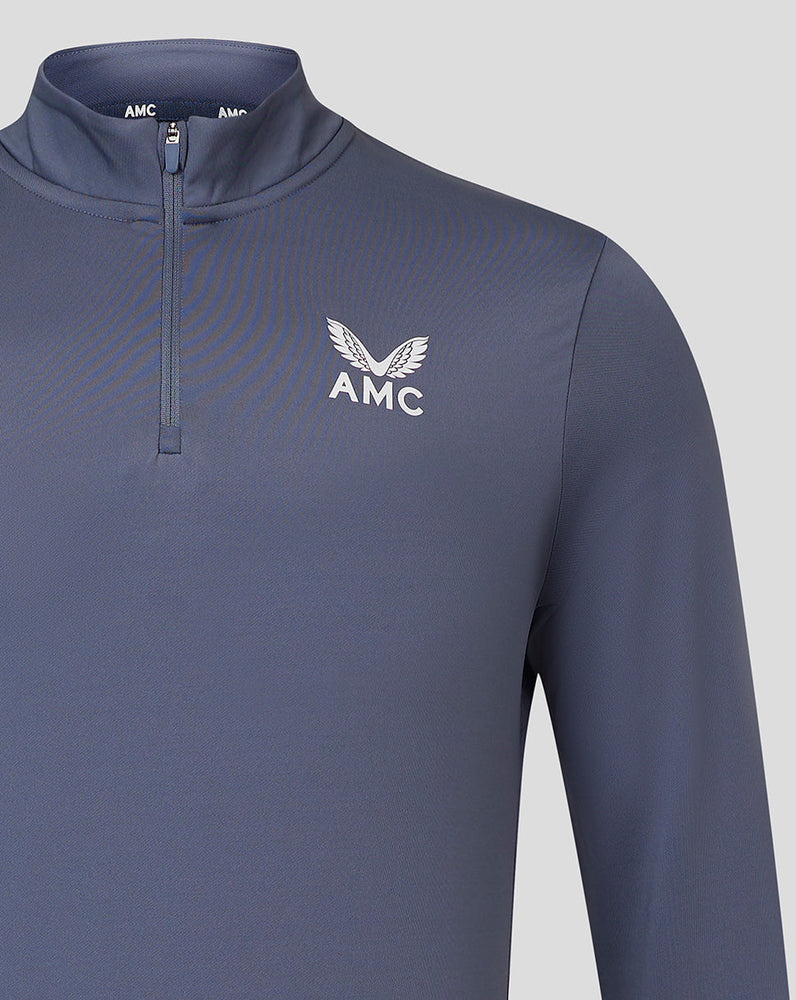 Heren AMC Core top met kwartritssluiting met lange mouwen - Blauw