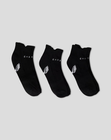 Gevoerde enkelsokken, 3-pack - Zwart