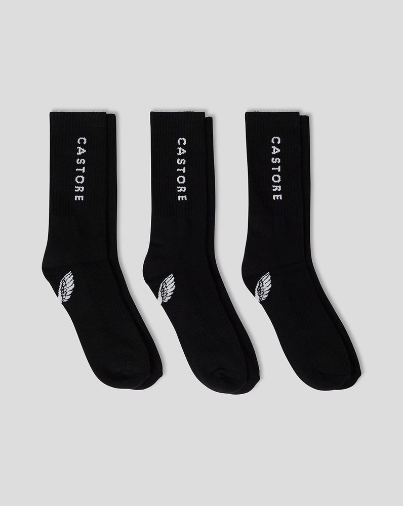 Gevoerde crew sokken, 3-pack - Zwart