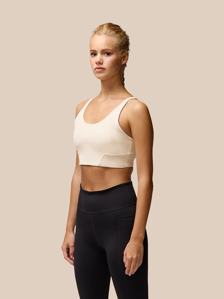 Dames Flow Training Low Impact Crop Sportbeha - Beige