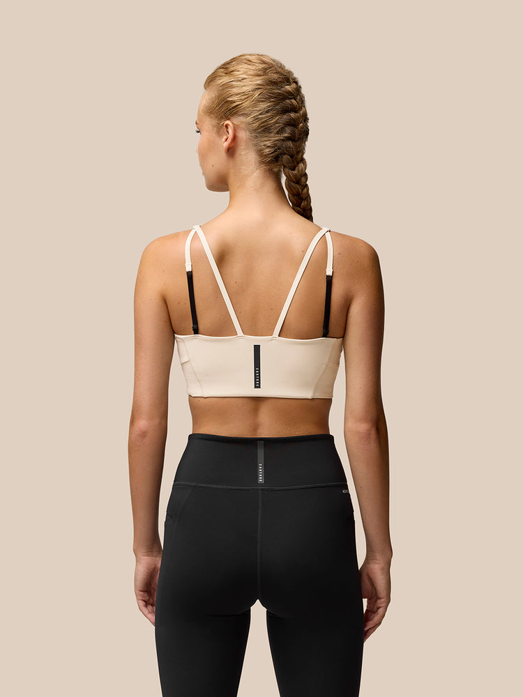Dames Flow Training Low Impact Crop Sportbeha - Beige
