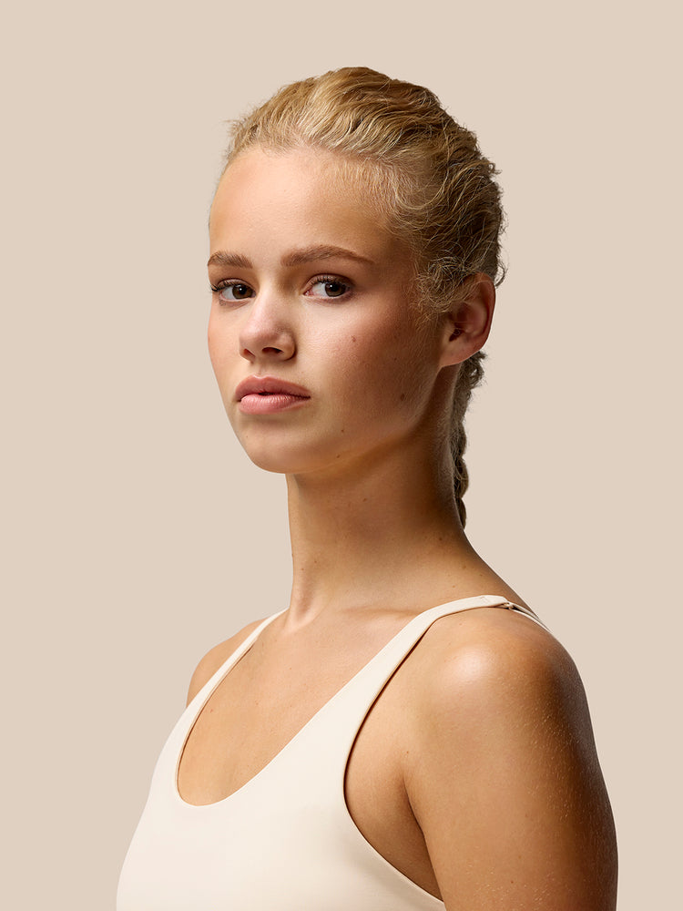 Dames Flow Training Low Impact Crop Sportbeha - Beige