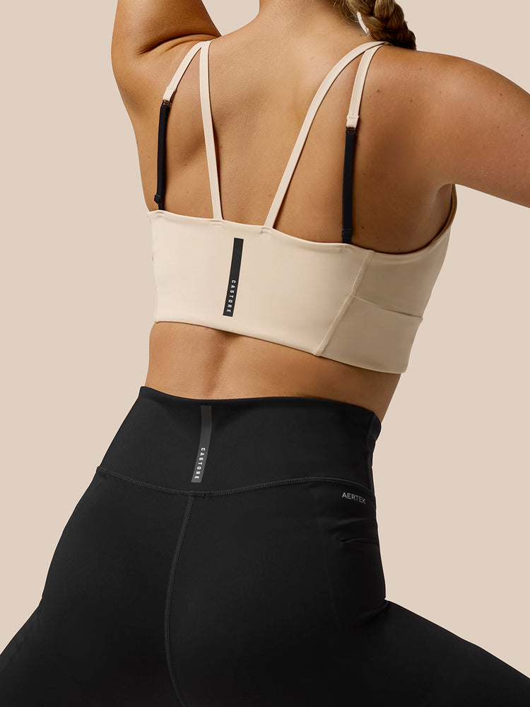 Dames Flow Training Low Impact Crop Sportbeha - Beige