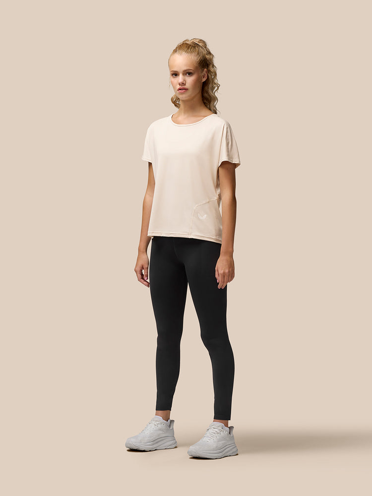 Dames Flow Training Movement Korte Mouw T-Shirt - Beige