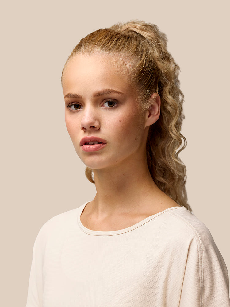 Dames Flow Training Movement Korte Mouw T-Shirt - Beige