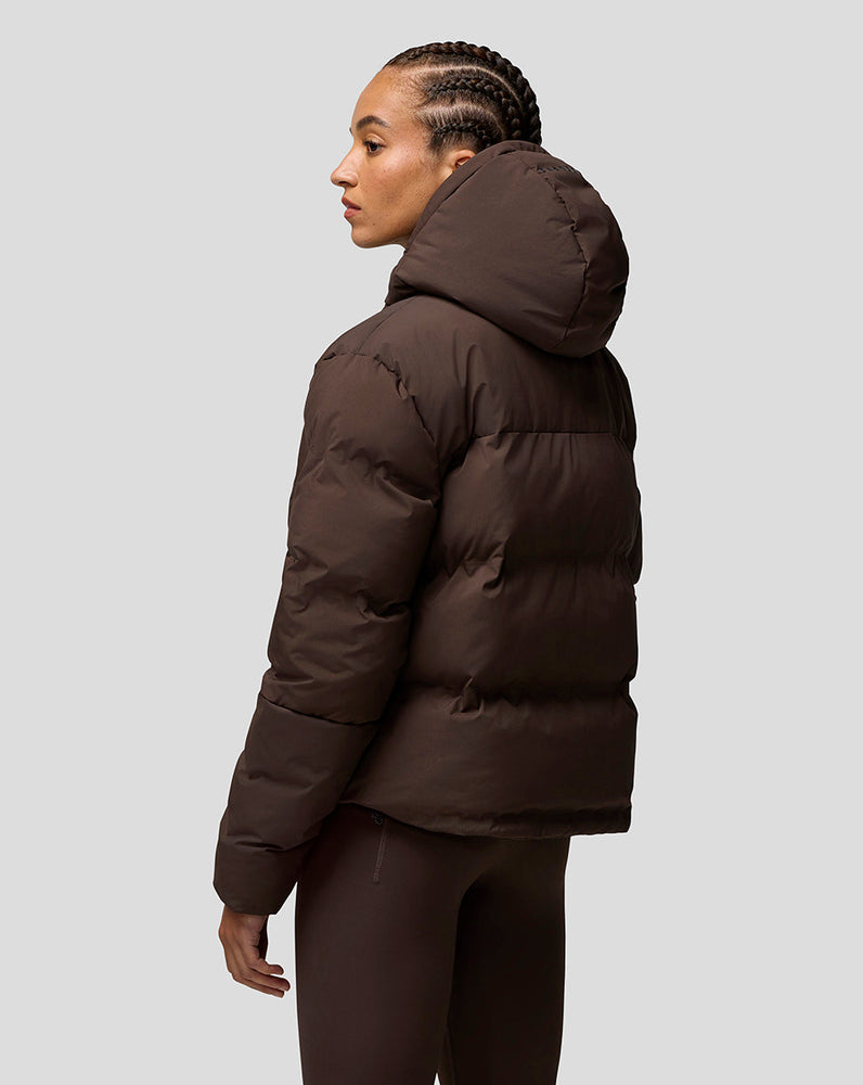 Dames Quilts Lange Mouw Puffer Jas - Bruin