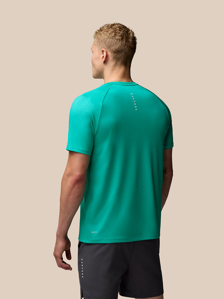 Heren Adapt Korte Mouw Print T-Shirt - Aqua