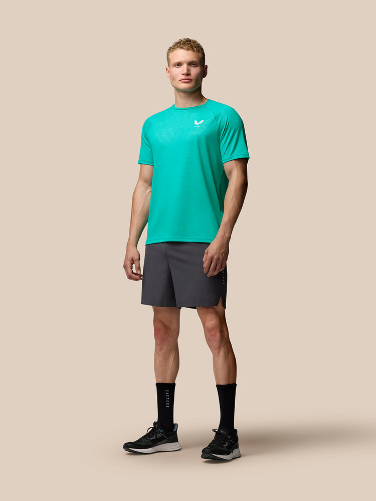 Heren Adapt Korte Mouw Print T-Shirt - Aqua
