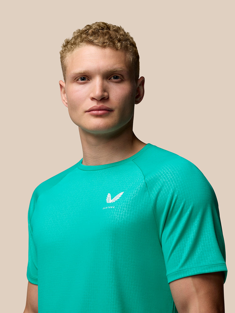 Heren Adapt Korte Mouw Print T-Shirt - Aqua