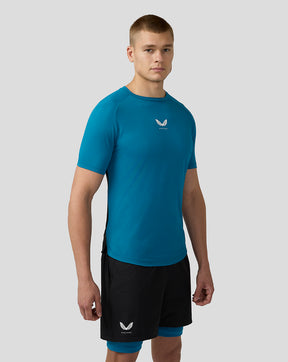 Heren Flow Korte Mouw Ademende Gym T-Shirt - Donker Aqua