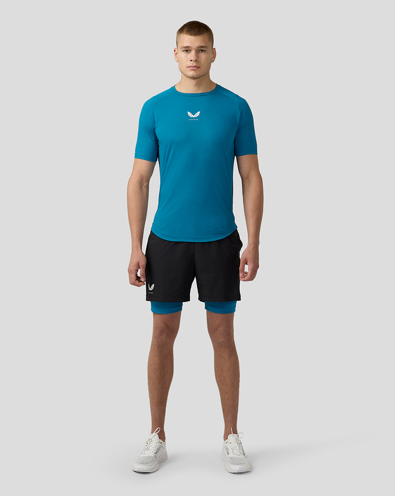 Heren Flow Korte Mouw Ademende Gym T-Shirt - Donker Aqua