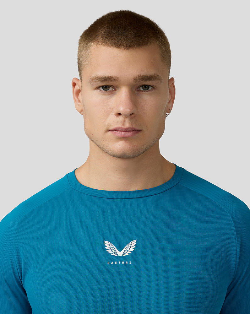 Heren Flow Korte Mouw Ademende Gym T-Shirt - Donker Aqua