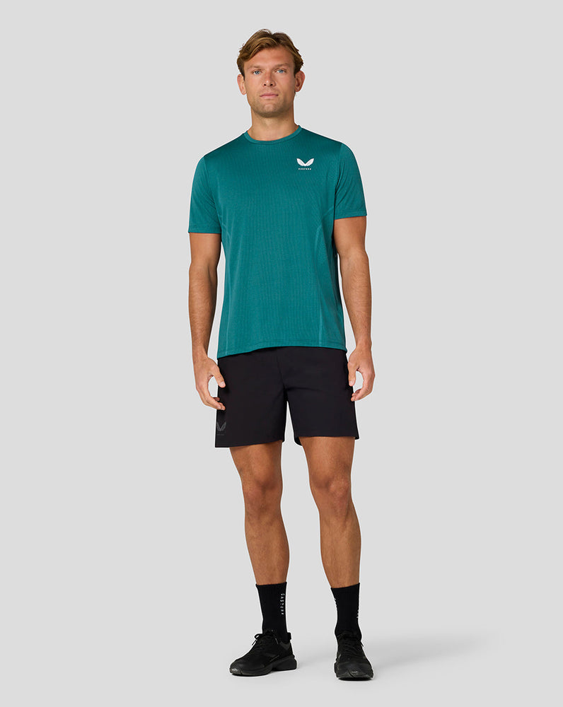 Heren Apex Korte Mouw Engineered Geweven T-Shirt - Aqua