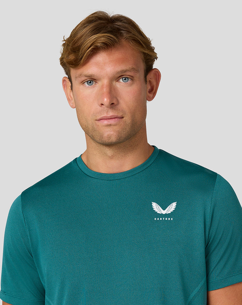 Heren Apex Korte Mouw Engineered Geweven T-Shirt - Aqua