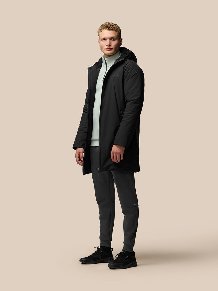 Longline Gewatteerd Jas - Zwart