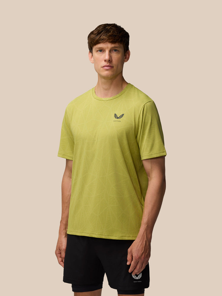 Flow Training Engineered Gewoven T-Shirt - Mosterd