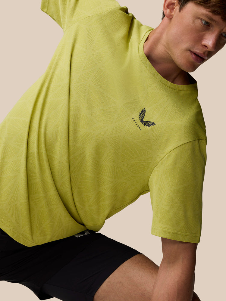 Flow Training Engineered Gewoven T-Shirt - Mosterd
