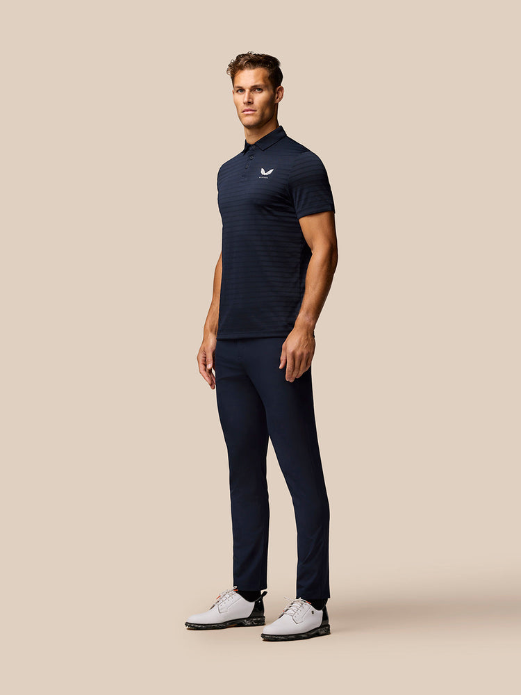 Golf Pinnacle Pique Gestreepte Polo - Marineblauw