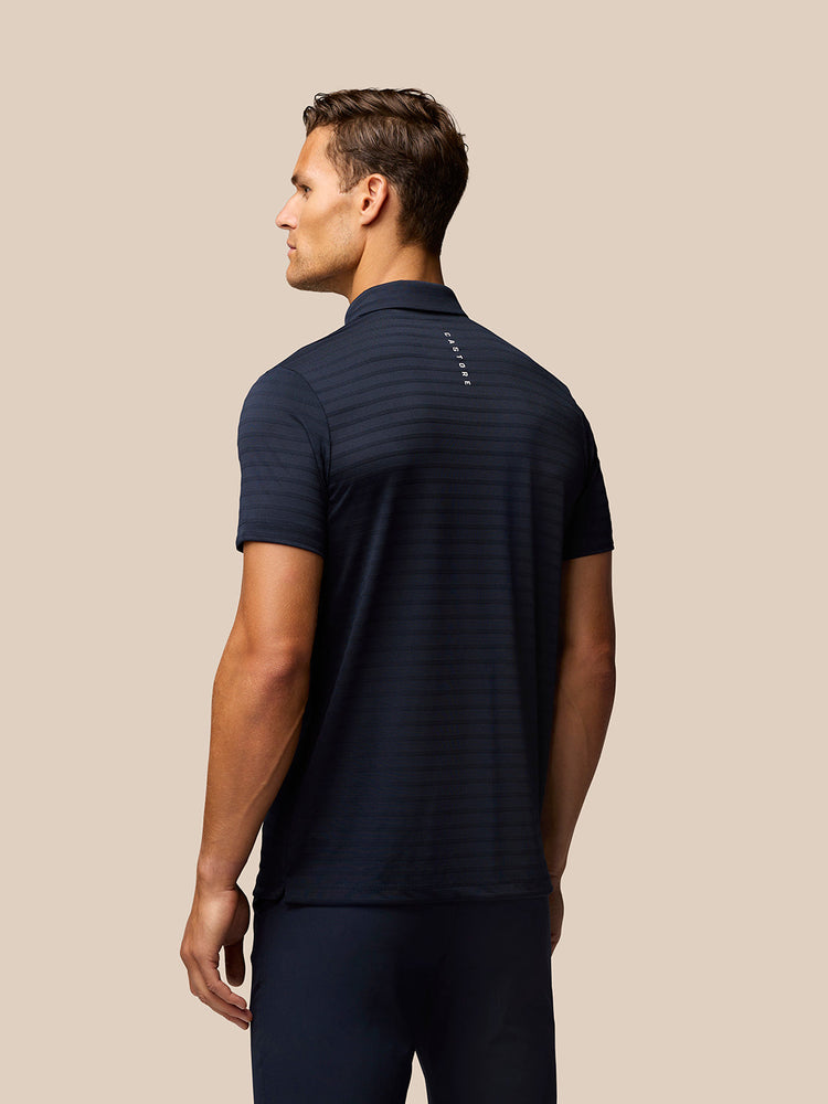 Golf Pinnacle Pique Gestreepte Polo - Marineblauw