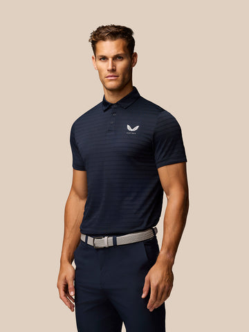 Golf Pinnacle Pique Gestreepte Polo - Marineblauw