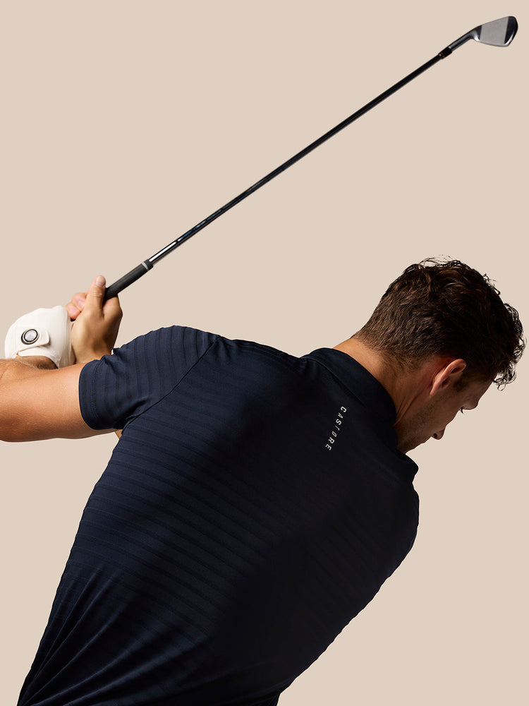 Golf Pinnacle Pique Gestreepte Polo - Marineblauw