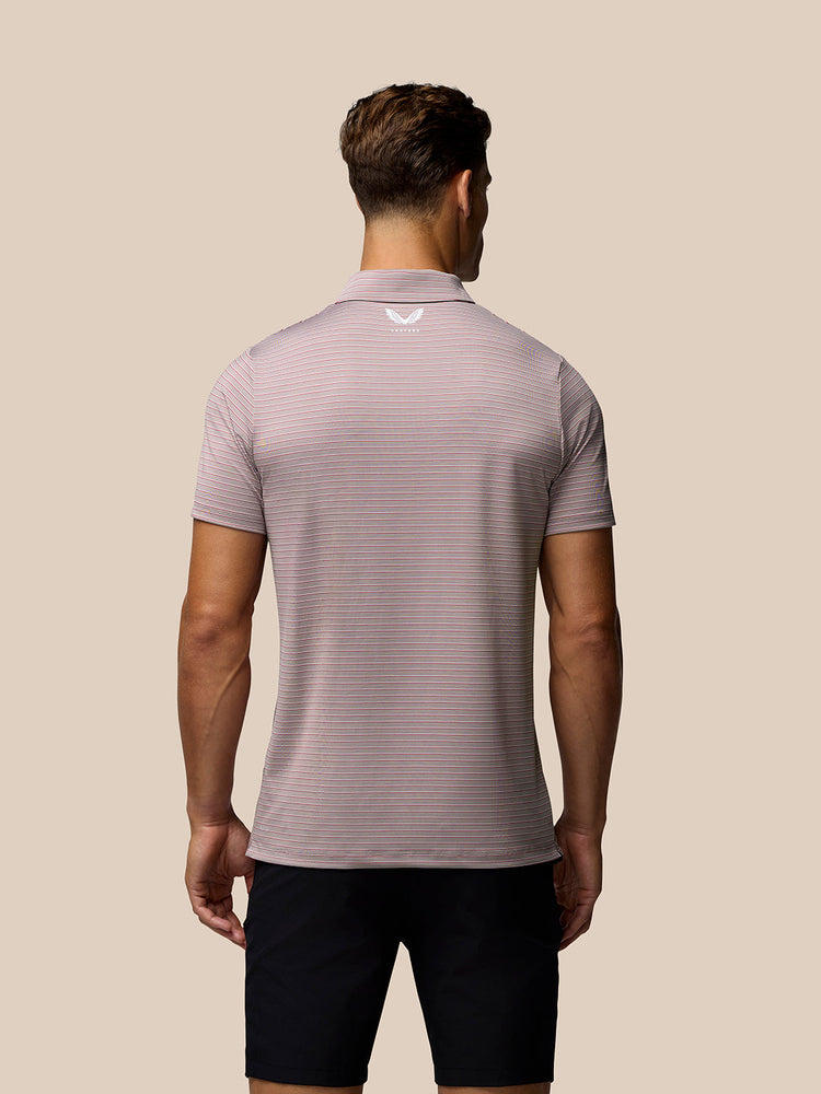 Heren Golf Club Yarn Dye Korte Mouw Gestreepte Polo Shirt - Roze