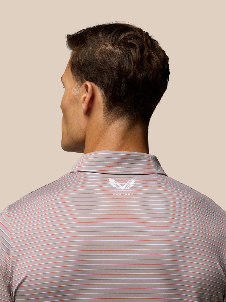 Heren Golf Club Yarn Dye Korte Mouw Gestreepte Polo Shirt - Roze