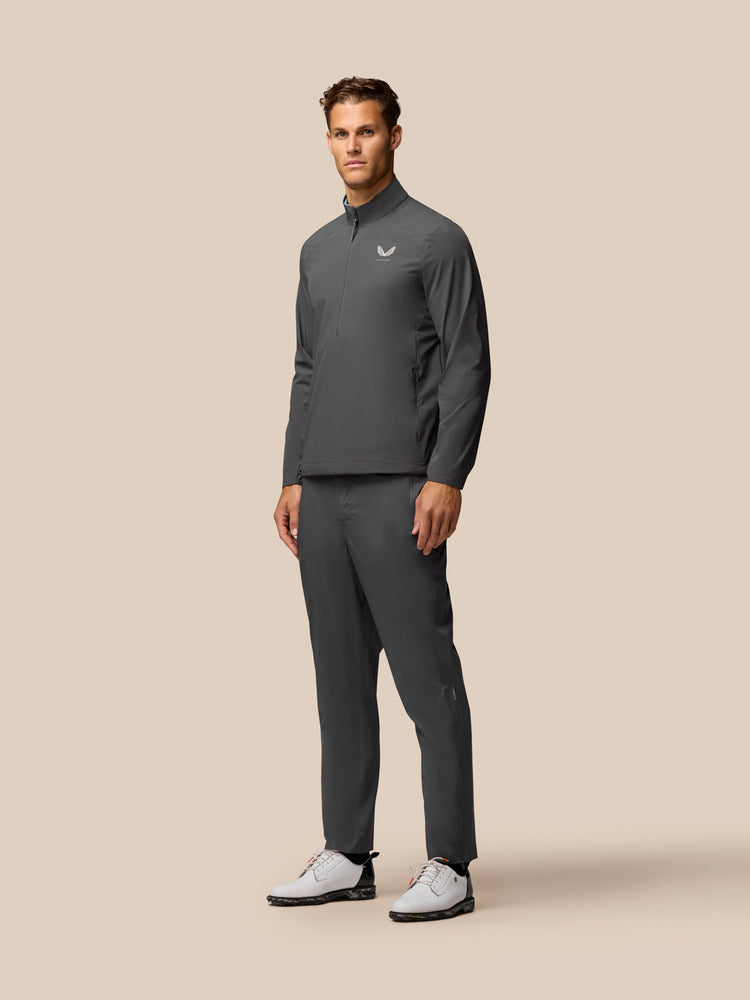 Heren Golf Lange Mouw Flex Gewoven Half Rits Top - Gunmetal