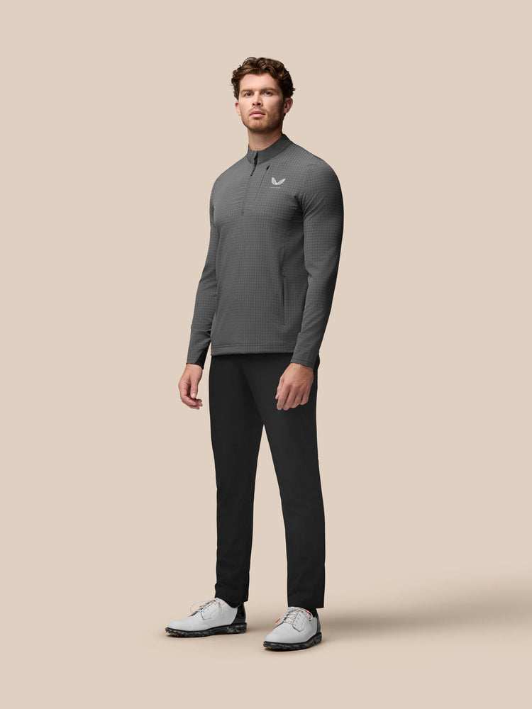 Heren Golf Lange Mouw Flex Tech Half Rits Top - Gunmetal