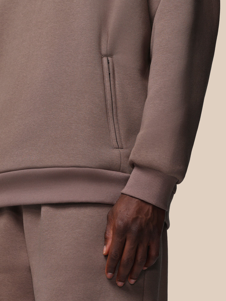 Heren Adapt Lange Mouwen Katoen Fleece Hoodie - Diep Taupe
