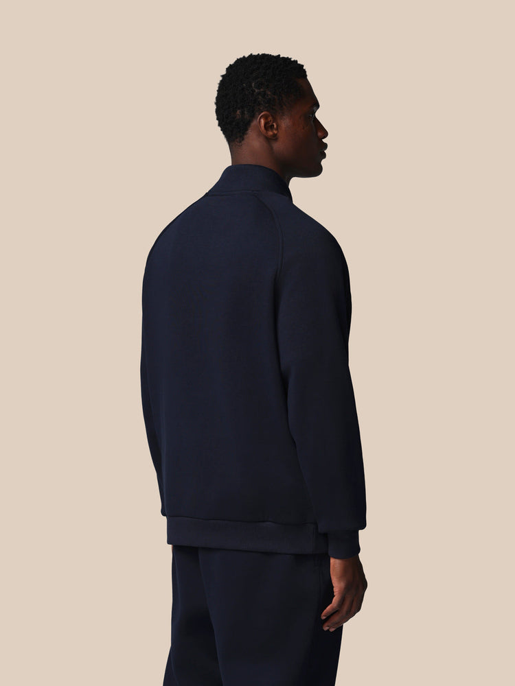 Heren Adapt Lange Mouwen Katoen Fleece Kwartrits Sweatshirt - Marineblauw