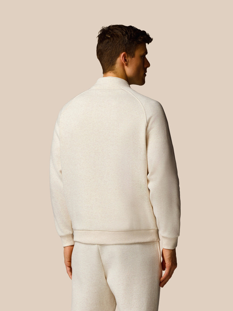 Heren Adapt Lange Mouwen Katoen Fleece Kwartrits Sweatshirt - Oatmeal Marl