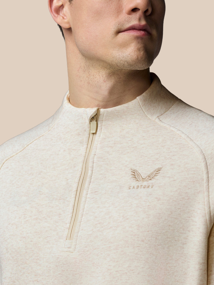 Heren Adapt Lange Mouwen Katoen Fleece Kwartrits Sweatshirt - Oatmeal Marl