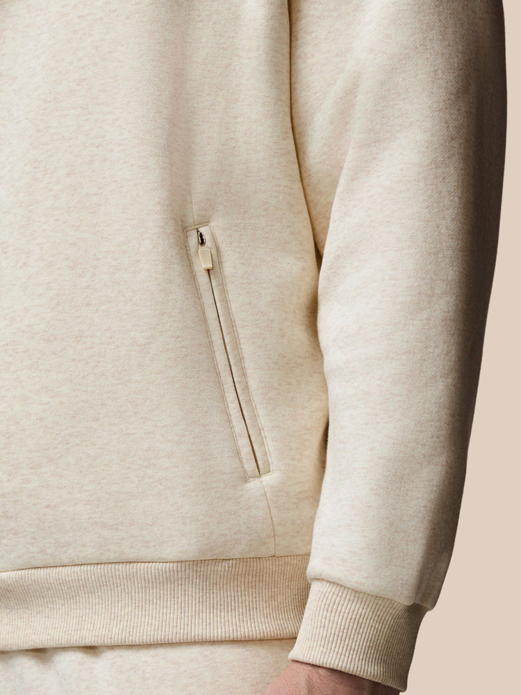 Heren Adapt Lange Mouwen Katoen Fleece Kwartrits Sweatshirt - Oatmeal Marl