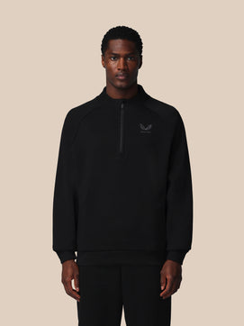 Heren Adapt Lange Mouwen Katoen Fleece Kwartrits Sweatshirt - Zwart