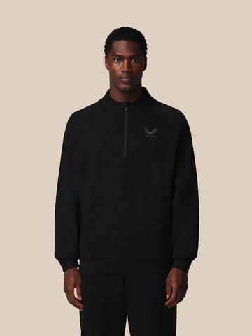 Heren Adapt Lange Mouwen Katoen Fleece Kwartrits Sweatshirt - Zwart