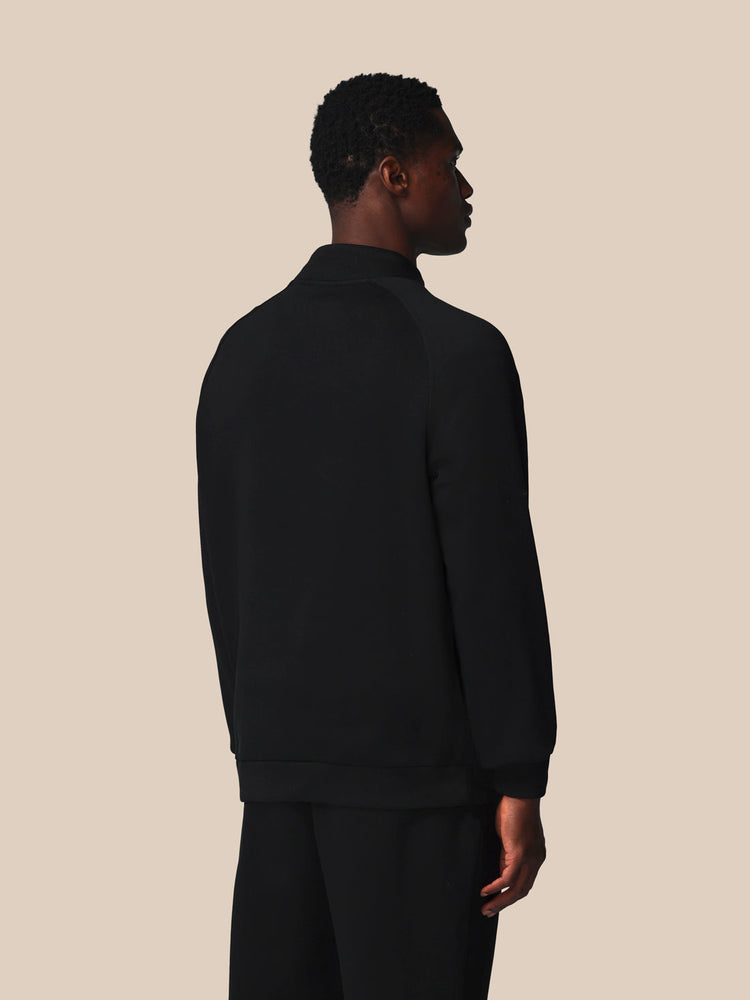 Heren Adapt Lange Mouwen Katoen Fleece Kwartrits Sweatshirt - Zwart