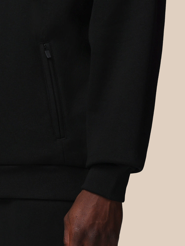 Heren Adapt Lange Mouwen Katoen Fleece Kwartrits Sweatshirt - Zwart