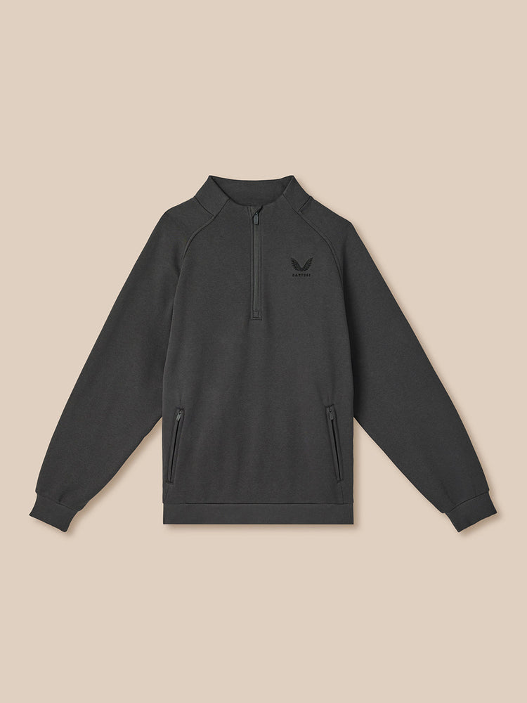 Heren Adapt Lange Mouwen Katoen Fleece Kwartrits Sweatshirt - Gunmetal