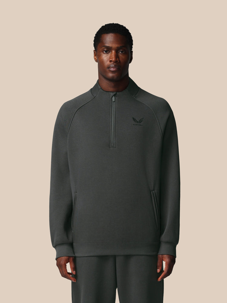 Heren Adapt Lange Mouwen Katoen Fleece Kwartrits Sweatshirt - Gunmetal