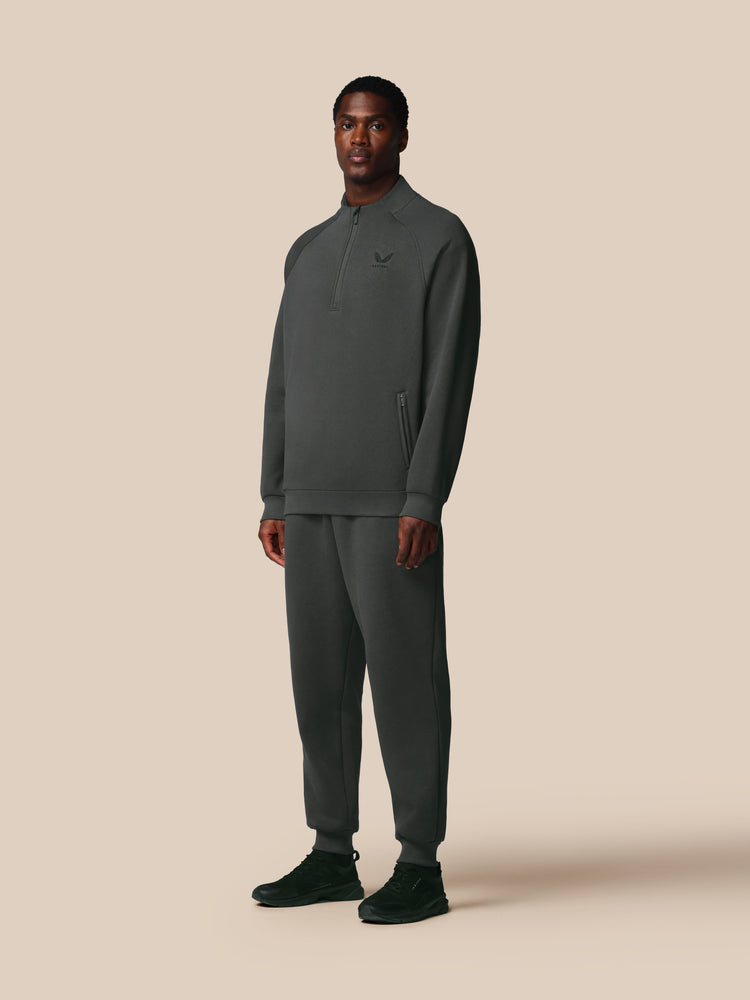 Heren Adapt Lange Mouwen Katoen Fleece Kwartrits Sweatshirt - Gunmetal
