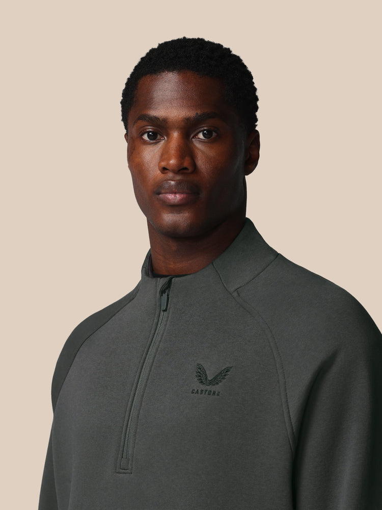 Heren Adapt Lange Mouwen Katoen Fleece Kwartrits Sweatshirt - Gunmetal
