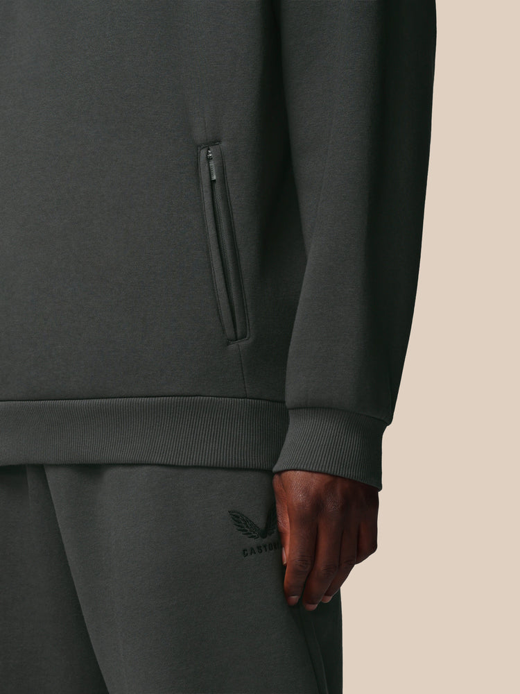 Heren Adapt Lange Mouwen Katoen Fleece Kwartrits Sweatshirt - Gunmetal