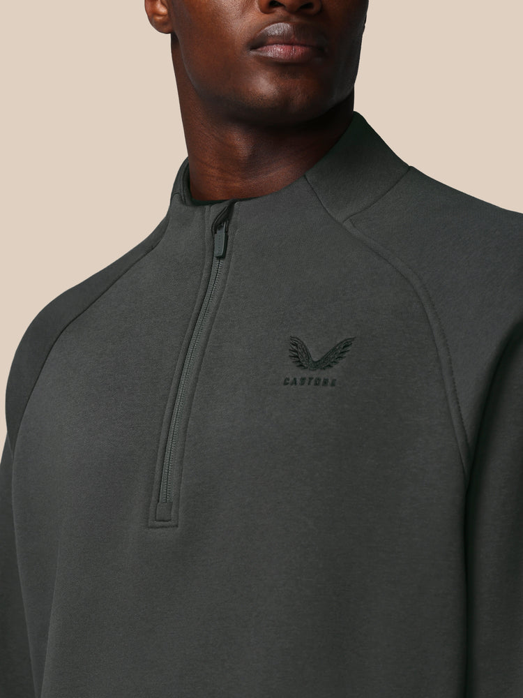 Heren Adapt Lange Mouwen Katoen Fleece Kwartrits Sweatshirt - Gunmetal