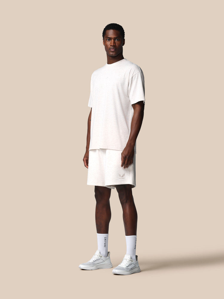 Heren Adapt Katoen Fleece Short - Oatmeal Marl