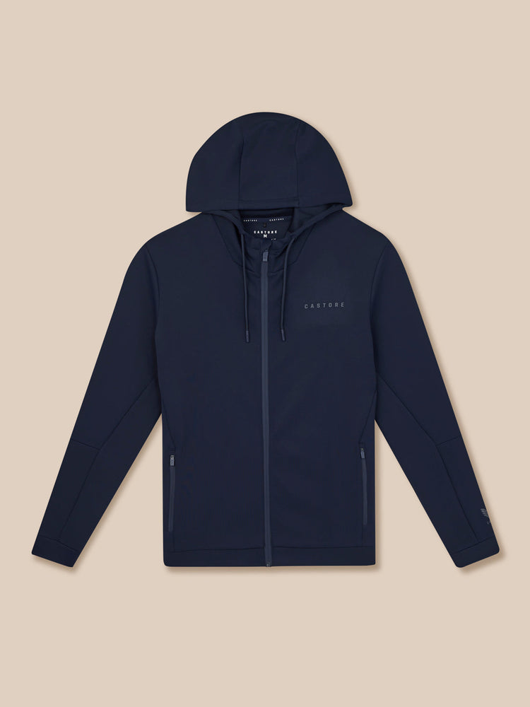 Heren Flex Lange Mouwen Full Zip Hoodie - Marineblauw