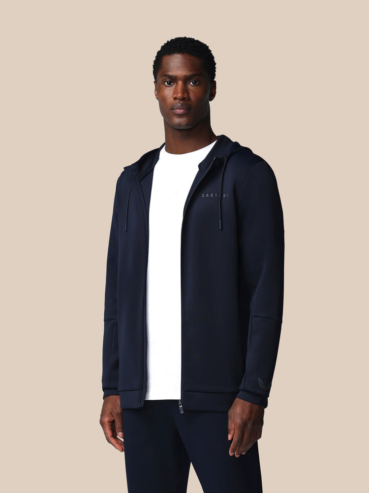 Heren Flex Lange Mouwen Full Zip Hoodie - Marineblauw