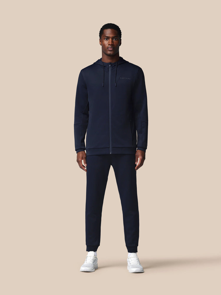 Heren Flex Lange Mouwen Full Zip Hoodie - Marineblauw