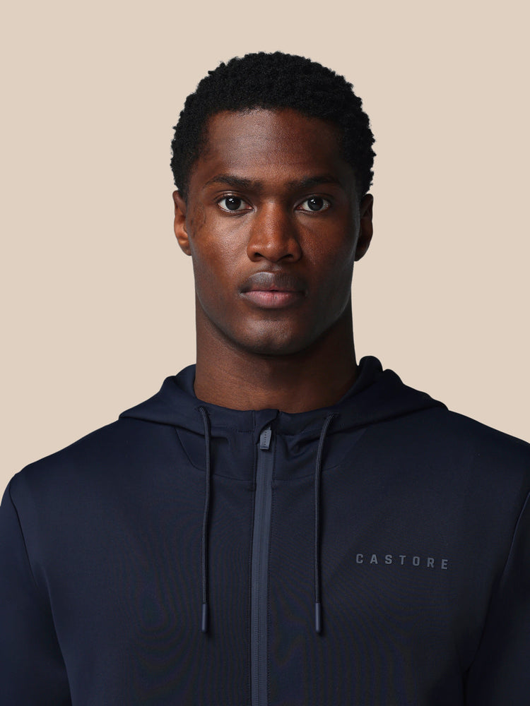 Heren Flex Lange Mouwen Full Zip Hoodie - Marineblauw