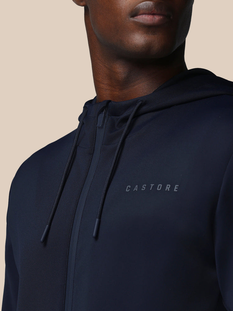 Heren Flex Lange Mouwen Full Zip Hoodie - Marineblauw